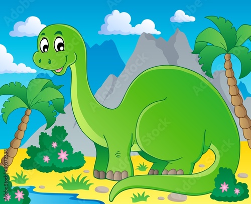 Obraz w ramie Scene with dinosaur 1