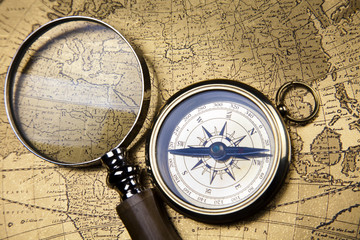 compass, old map