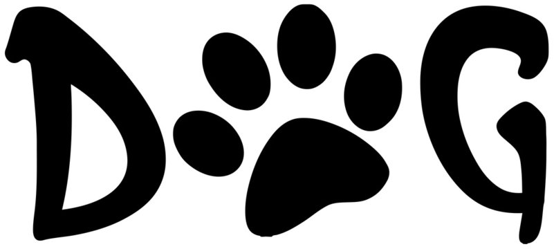 Dog Text With Black Paw Print