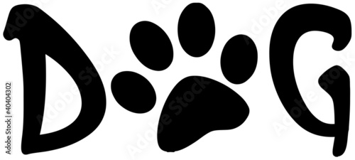 Plakat na zamówienie Dog Text With Black Paw Print