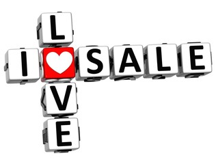 Poster - 3D I Love Sale Crossword Block text