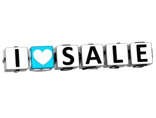 Poster - 3D I Love Sale Crossword Block text