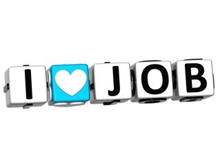 Poster - 3D I Love Job Crossword Block text