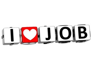 Poster - 3D I Love Job Crossword Block text