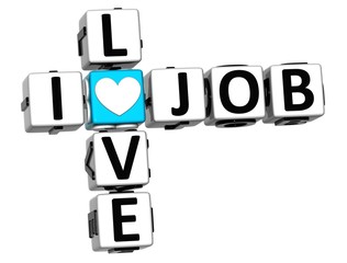 Poster - 3D I Love Job Crossword Block text