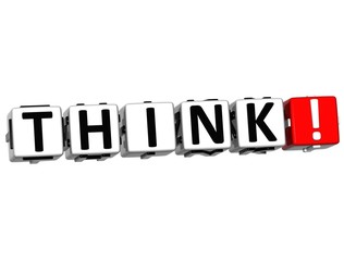Leinwandbilder - 3D Think Block Text  on white
