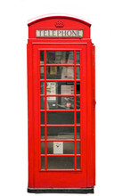 British Red Phone Booth Isolated On White