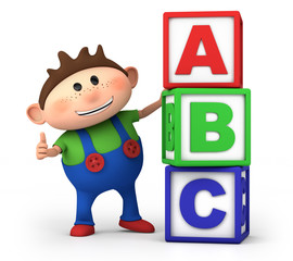 Wall Mural - boy with ABC blocks