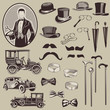 Gentlemen's Accessories and Old Cars - vector set- High Quality