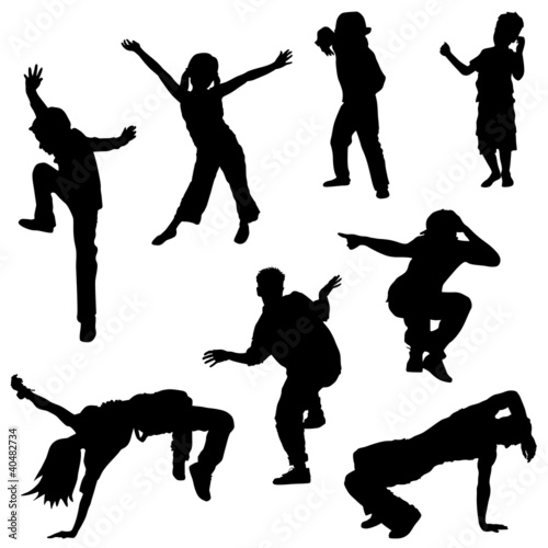 Naklejka ścienna dancing people, kids, breakdance