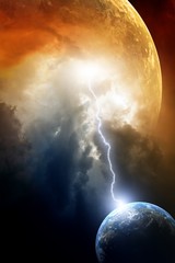 Wall Mural - two planets in space