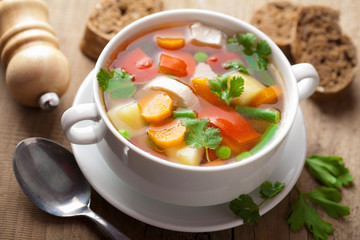 Wall Mural - chicken soup with vegetables