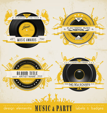 Vintage Music Labels. (actual download without sample text)