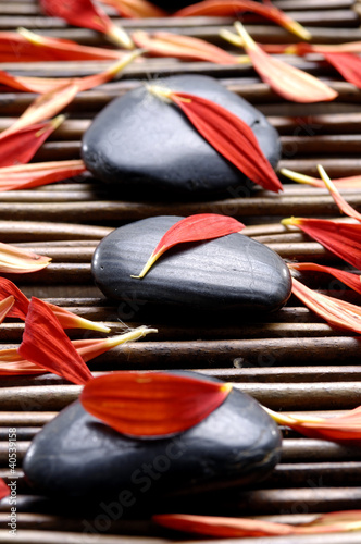 Naklejka nad blat kuchenny Spa composition of stones and red petals