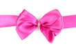 Pink satin bow and ribbon isolated on white