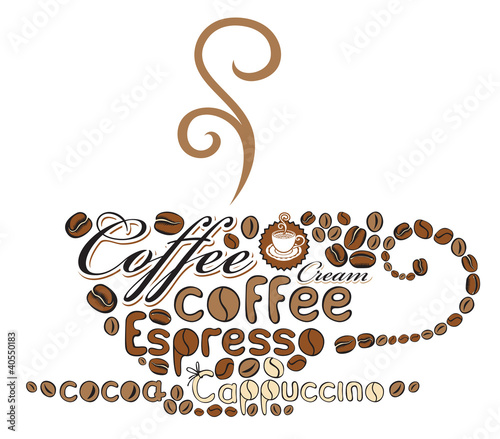 Tapeta ścienna na wymiar cup of coffee of the words