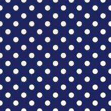 Vector Seamless Pattern With Polka Dots On Navy Background
