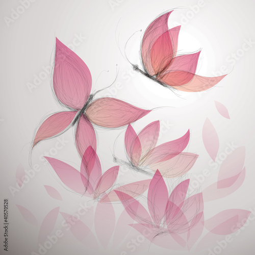 Naklejka na meble Motyl jak kwiat - surrealistyczne tło