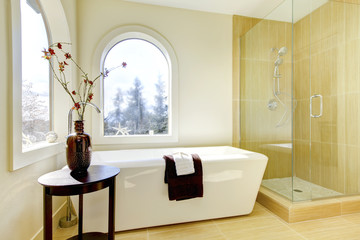 Wall Mural - Luxury new natural classic bathroom.