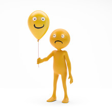 Character Smiley Holding Balloons