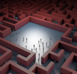 Wall Mural - tiny people in a maze