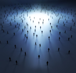 Wall Mural - tiny people walking into the light