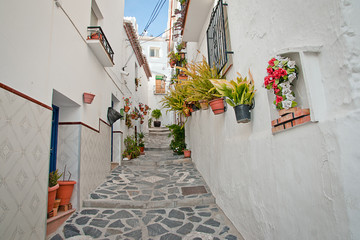 Sticker - Canillas de Albaida in Spain, a traditional white town/village