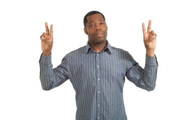 Portrait african man on white background exult