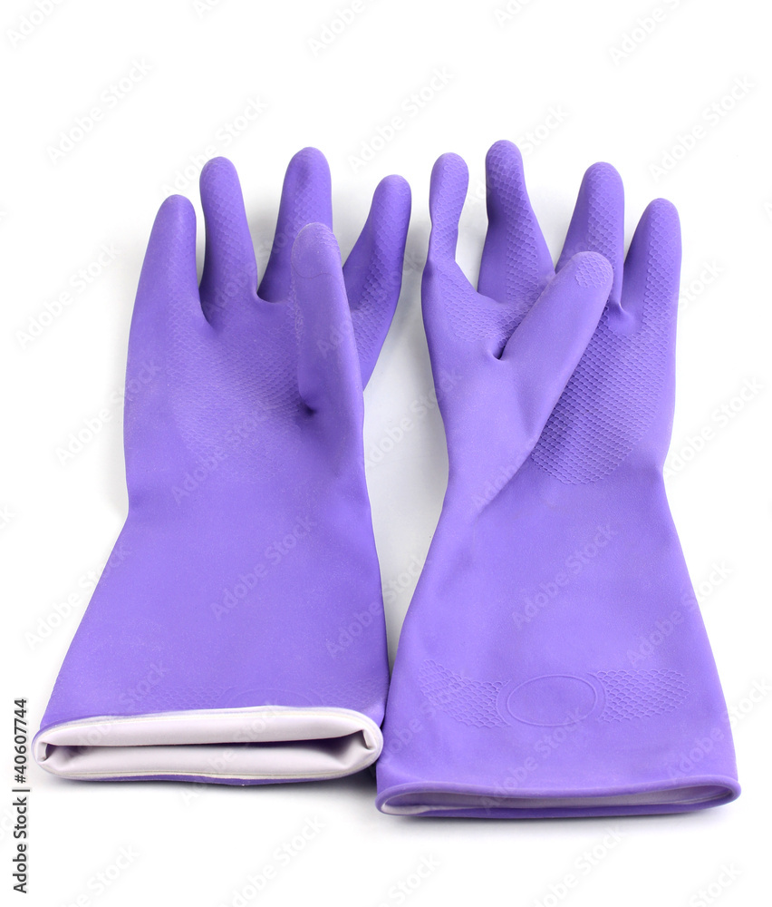 Color cleaning gloves isolated on white
