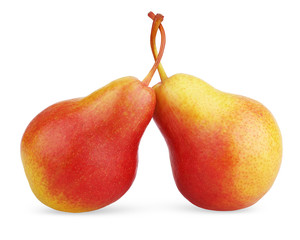 Wall Mural - Two ripe red-yellow pear fruits