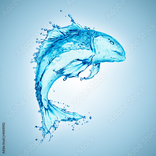 Naklejka - mata magnetyczna na lodówkę water fish splash isolated on white background