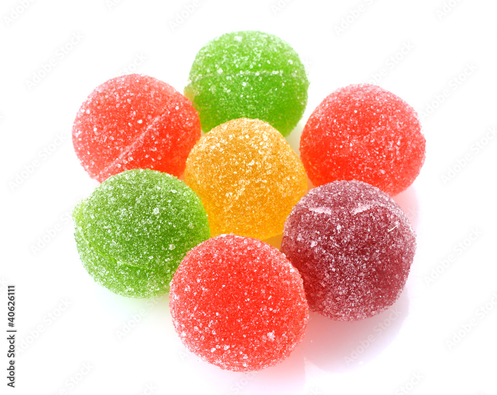 colorful jelly candies isolated on white