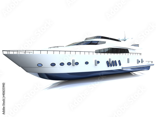 Foto-Doppelrollo - White luxury yacht isolated on a white background (von valentinT)