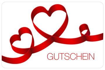 Sticker - Gutschein Herzschleifenband 2 Herzen