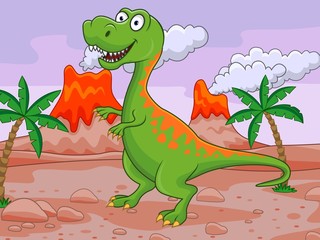 Obraz na płótnie gad pejzaż kreskówka tyranozaur dziki