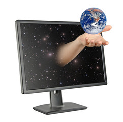 Wall Mural - planet earth on palms.elements of this image furnished by nasa