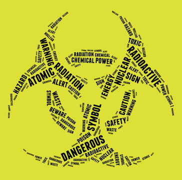 Bio-Hazard warning sign in text illustration on yellow