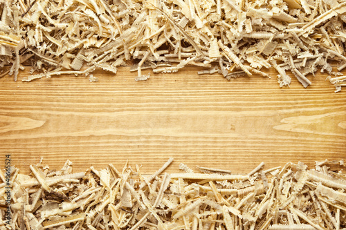 Fotografie, Obraz Wooden sawdust and shavings background with space for text