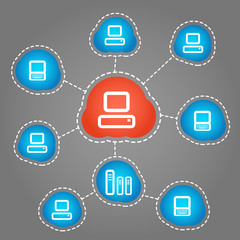 Aufkleber - Computer communication scheme. Social media
