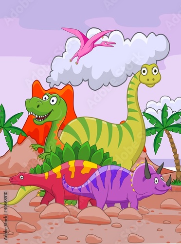 Naklejka na kafelki Dinosaur cartoon