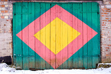 Colorful Painted Wooden Door Background