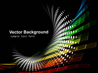 Sticker - colorful mosaic black background swril halftone vector