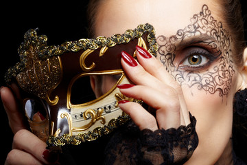 gorgeous woman in mask