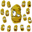 potato cartoon with many expressions isolated
