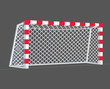 Soccer goal with rectangle goalposts.