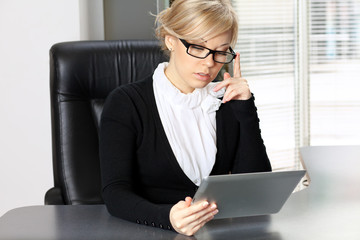 businesswoman working on the tablet