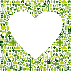 Wall Mural - Green environmnet love icon set background