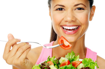 salad woman happy