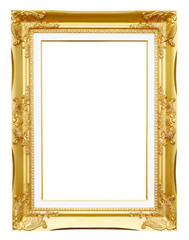 Wall Mural - golden frame picture on white background