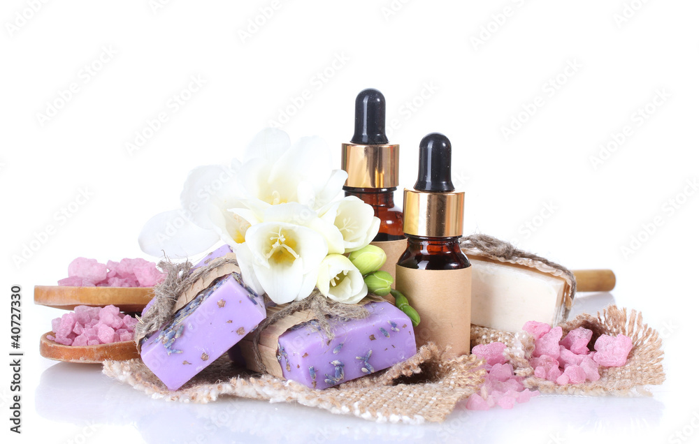 Spa setting isolated on white